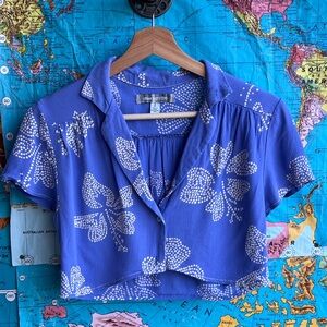 Urban Outfitters Ari Purple Cropped Button-Down Blouse